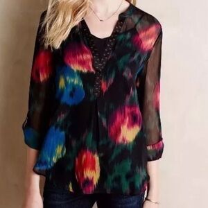 Anthropologie Tiny Tulipano Top Shirt Blouse Multicolour Henley Size Large